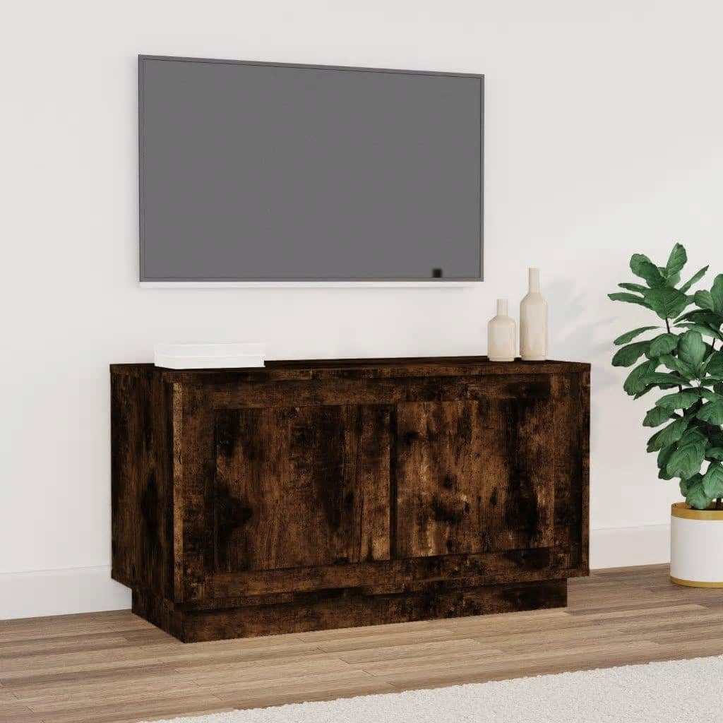vidaXL Comodă TV, stejar afumat, 80x35x45 cm, lemn prelucrat