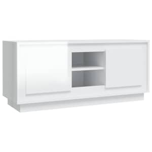 TV skříňka bílá s vysokým leskem 102x35x45 cm kompozitní dřevo - obrázek 2