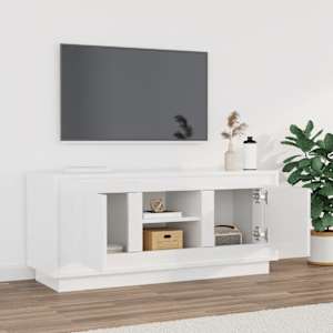 TV skříňka bílá s vysokým leskem 102x35x45 cm kompozitní dřevo - obrázek 3