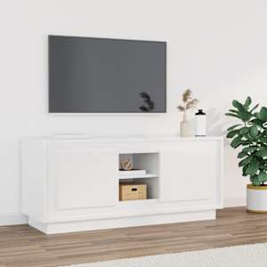 TV skříňka bílá s vysokým leskem 102x35x45 cm kompozitní dřevo - obrázek 1