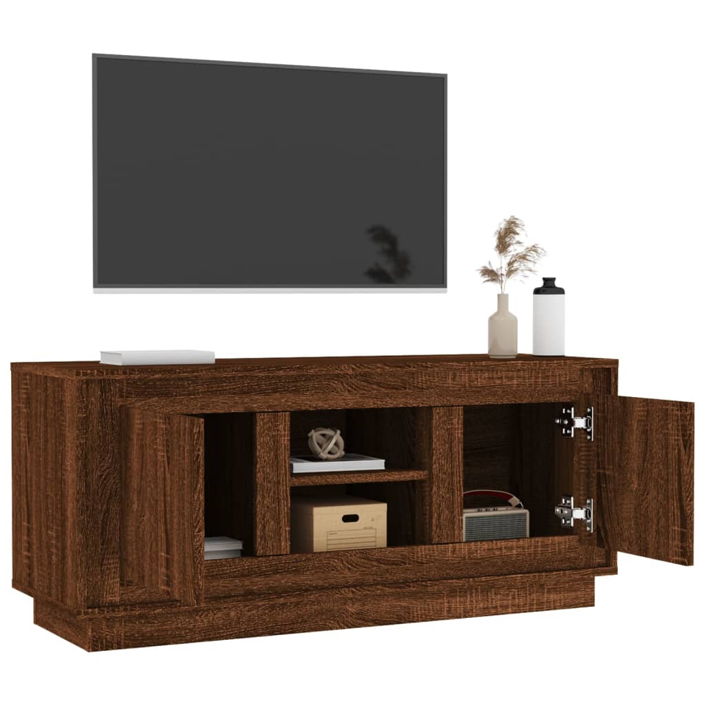 Szafka pod TV, brązowy dąb 102x35x45 cm materiał drewnopochodny