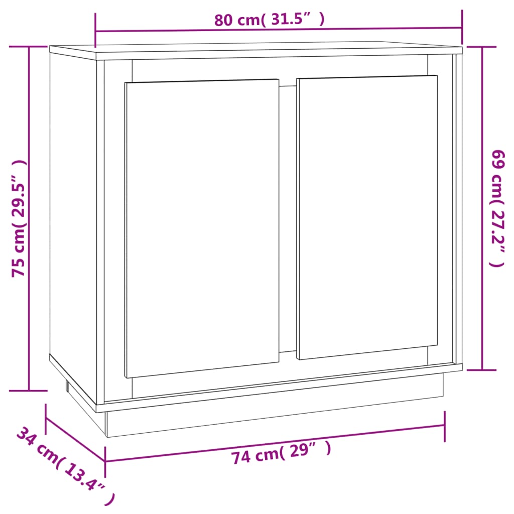 Komoda bela 80x34x75 cm inženirski les