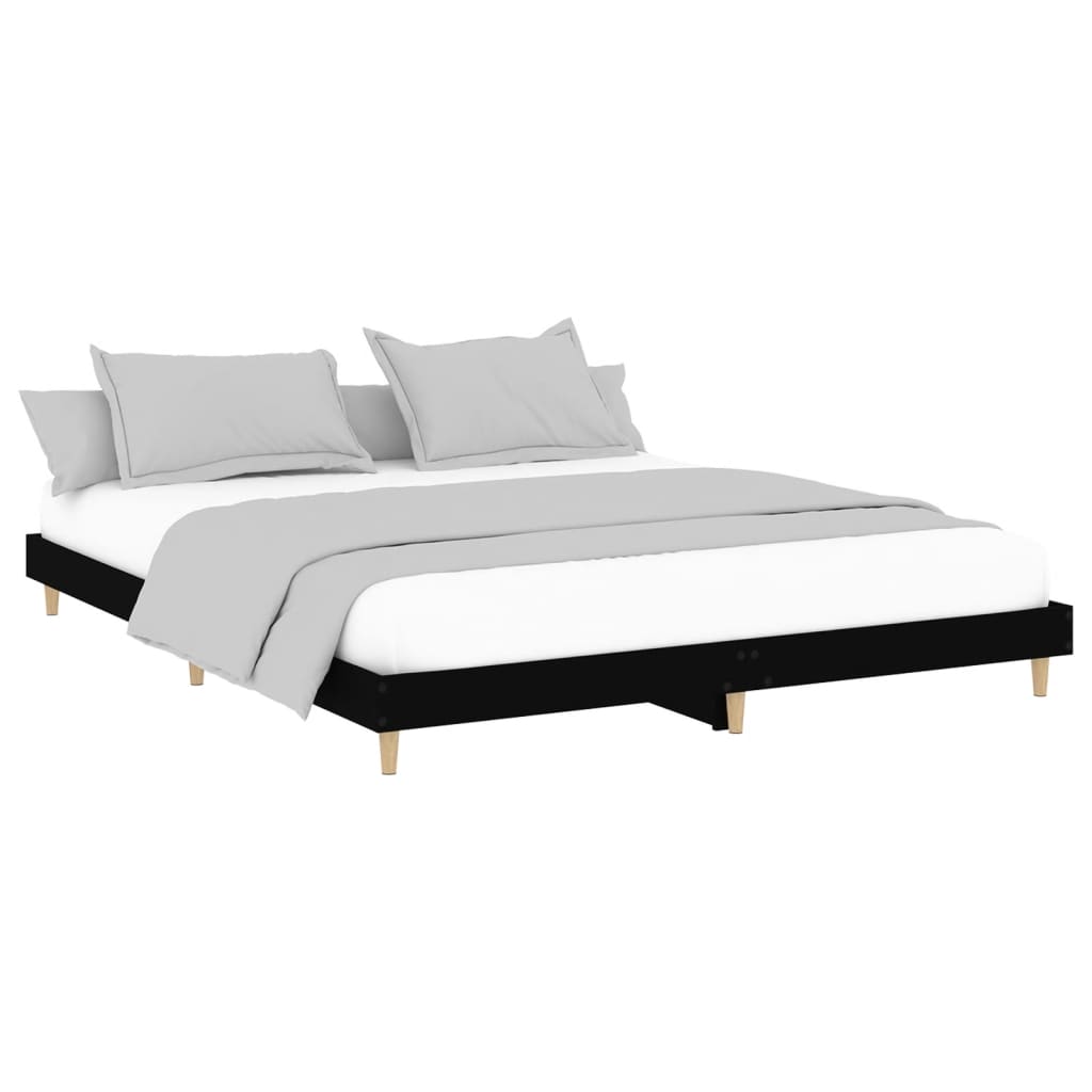 vidaXL Bedframe massief hout zwart 200x200 cm afbeelding
