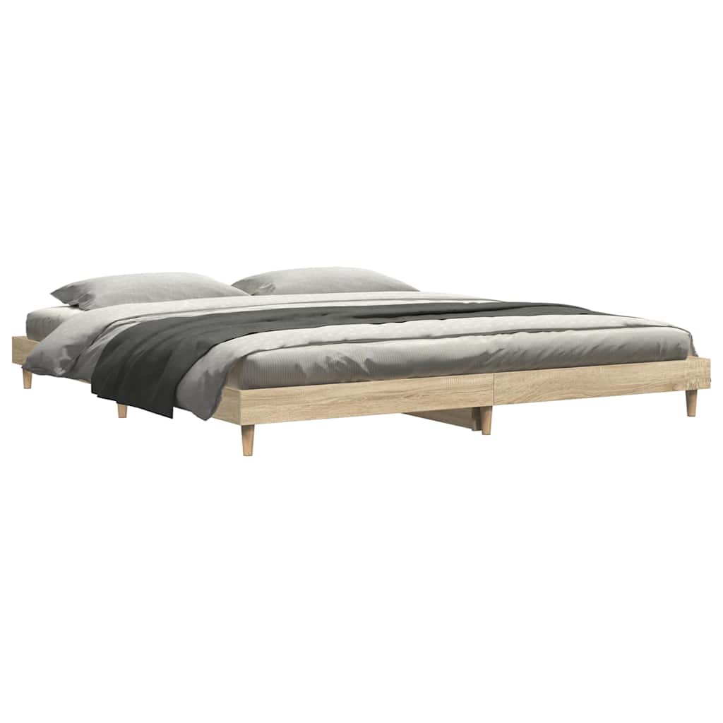 vidaXL Bedframe zonder matras 200x200cm spaanplaat sonoma eikenkleurig afbeelding