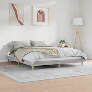 Rám postele šedý sonoma 200 x 200 cm kompozitní dřevo - obrázek 4