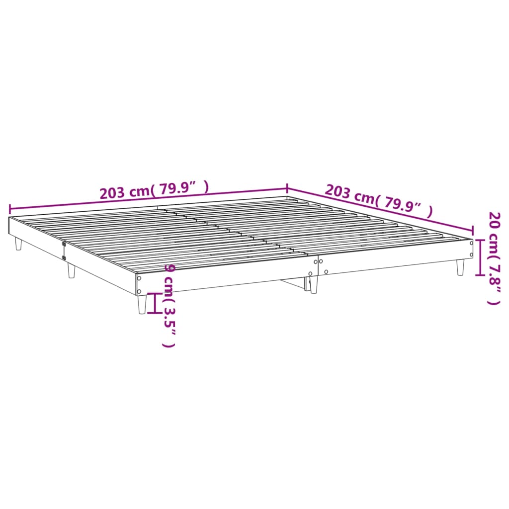 barna tölgyszínű szerelt fa ágykeret 200 x 200 cm