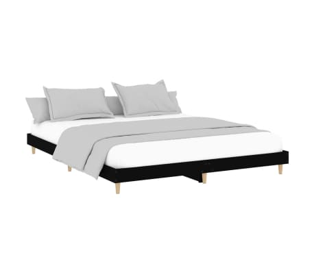 vidaXL Cadre de lit sans matelas noir 180x200 cm bois d'ing&eacute;nierie