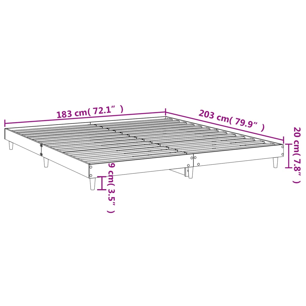 Cadru de pat, stejar sonoma, 180x200 cm, lemn prelucrat