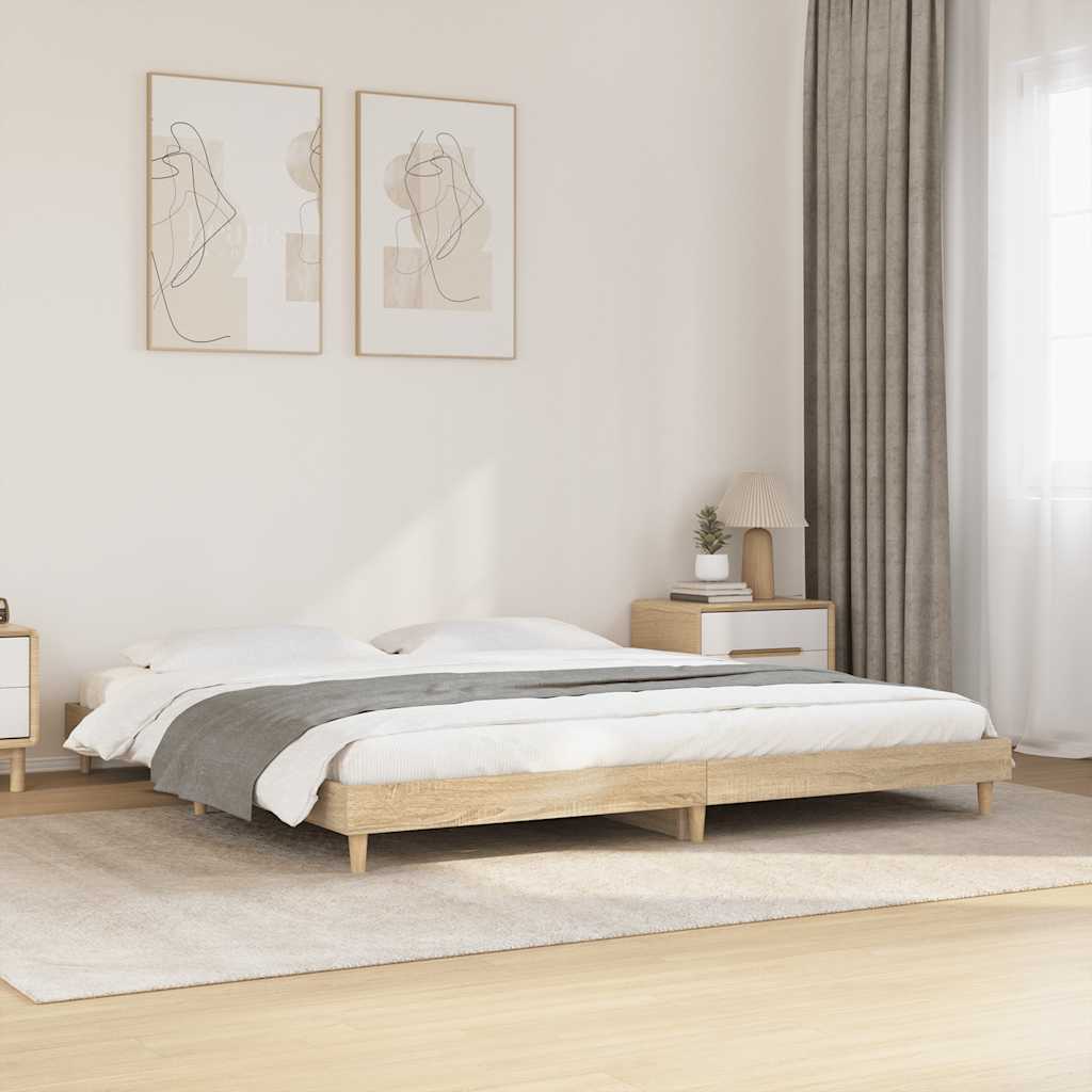 vidaXL Cadru pat fără saltea stejar sonoma, 180x200cm, lemn prelucrat