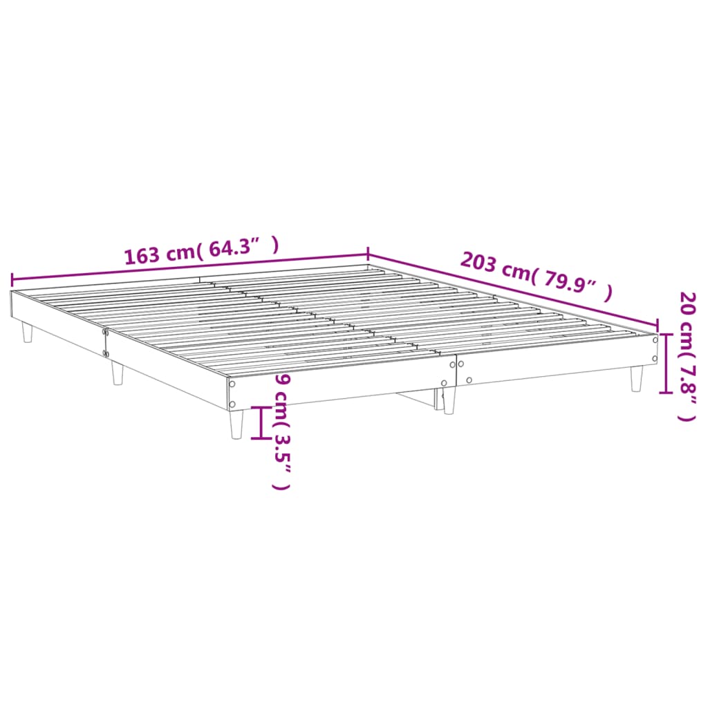 Cadru de pat, alb, 160x200 cm, lemn prelucrat