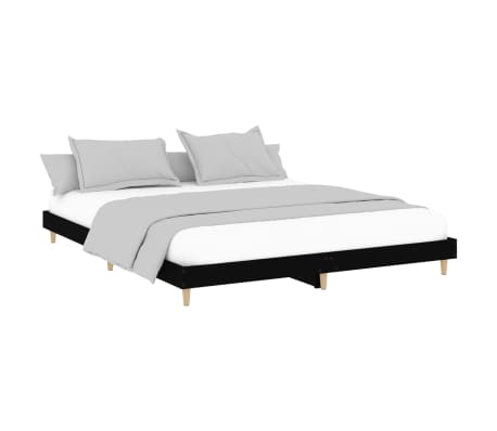 vidaXL Bed Frame without Mattress Black 160x200 cm Engineered Wood