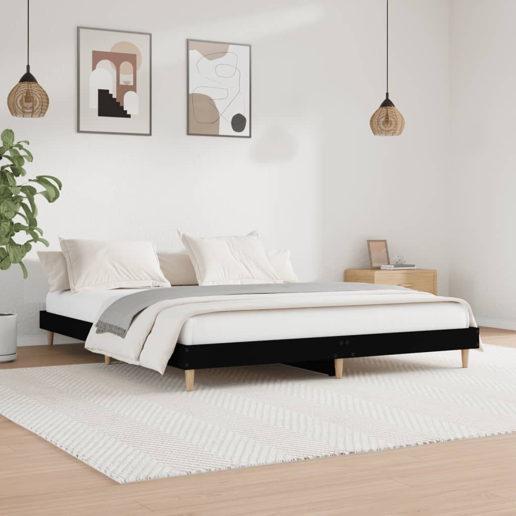 vidaXL Cadru de pat, negru, 160x200 cm, lemn prelucrat