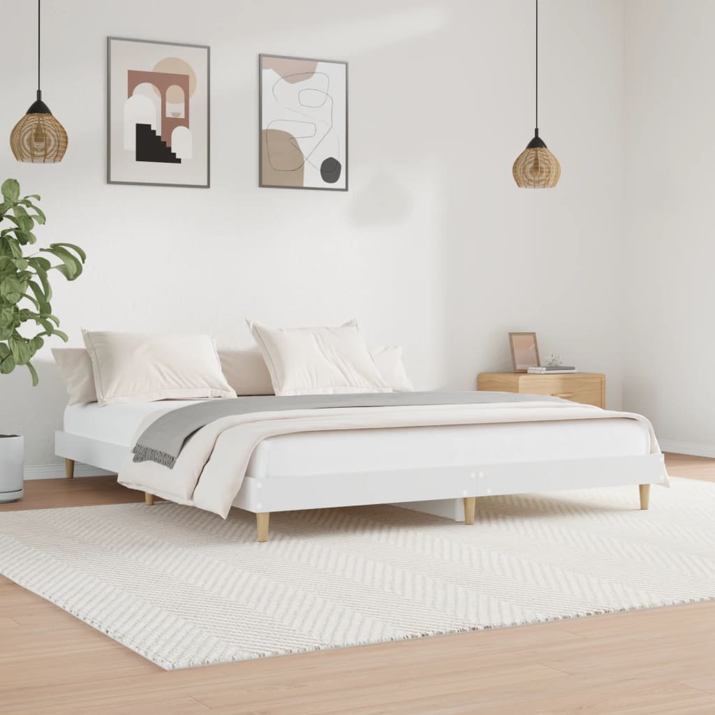 Rám postele bílý 150 x 200 cm kompozitní dřevo