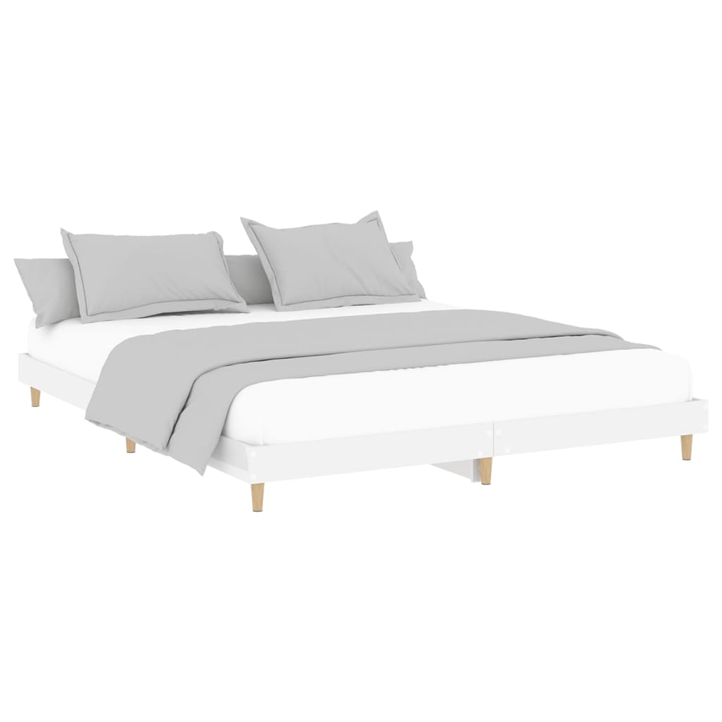 vidaXL Estructura de cama madera de ingeniería blanco brillo 150x200cm