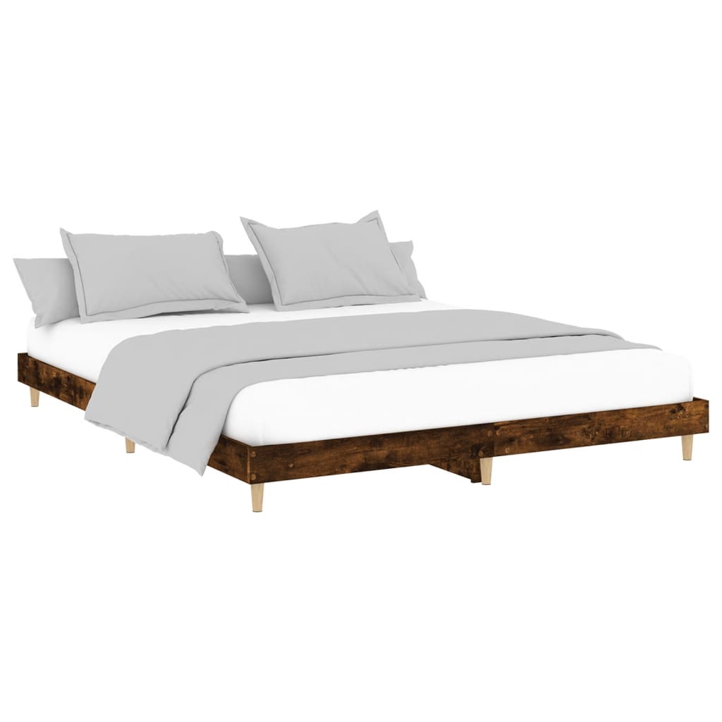 vidaXL Bedframe zonder matras hout gerookt eikenkleurig 150x200 cm, foto 4