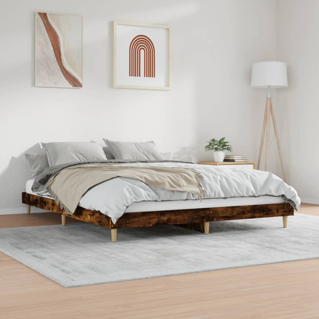 vidaXL Bedframe zonder matras hout gerookt eikenkleurig 150x200 cm, foto 2