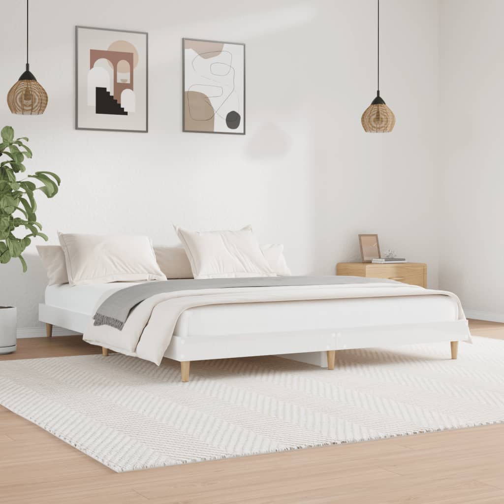 Rám postele bílý s vysokým leskem 140 x 200 cm kompozitní dřevo