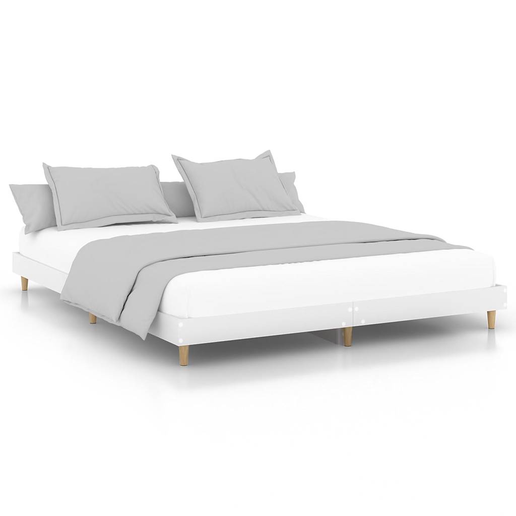 vidaXL Bedframe LED massief hout wit 120x200 cm, foto 3