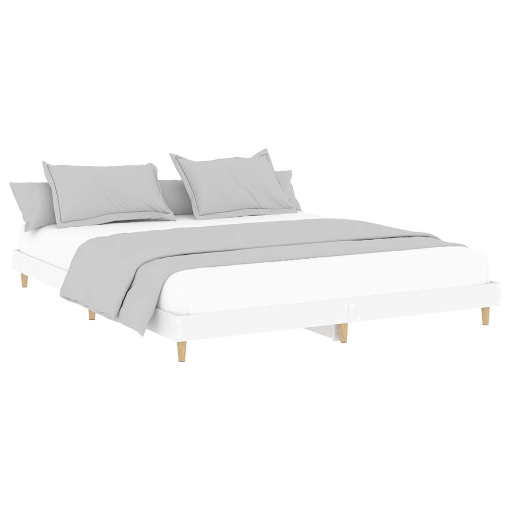 vidaXL Bedframe LED massief hout wit 120x200 cm, foto 4