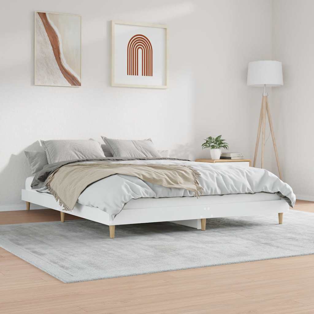vidaXL Bedframe LED massief hout wit 120x200 cm, foto 2