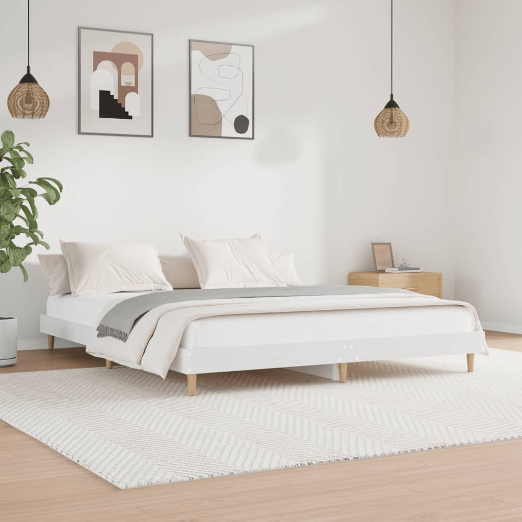 vidaXL Cadru de pat, alb, 120×200 cm, lemn prelucrat vidaXL imagine 2022