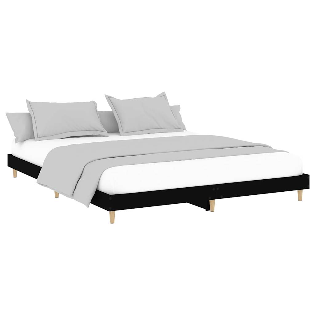 vidaXL Bedframe bewerkt hout zwart 120x200 cm afbeelding