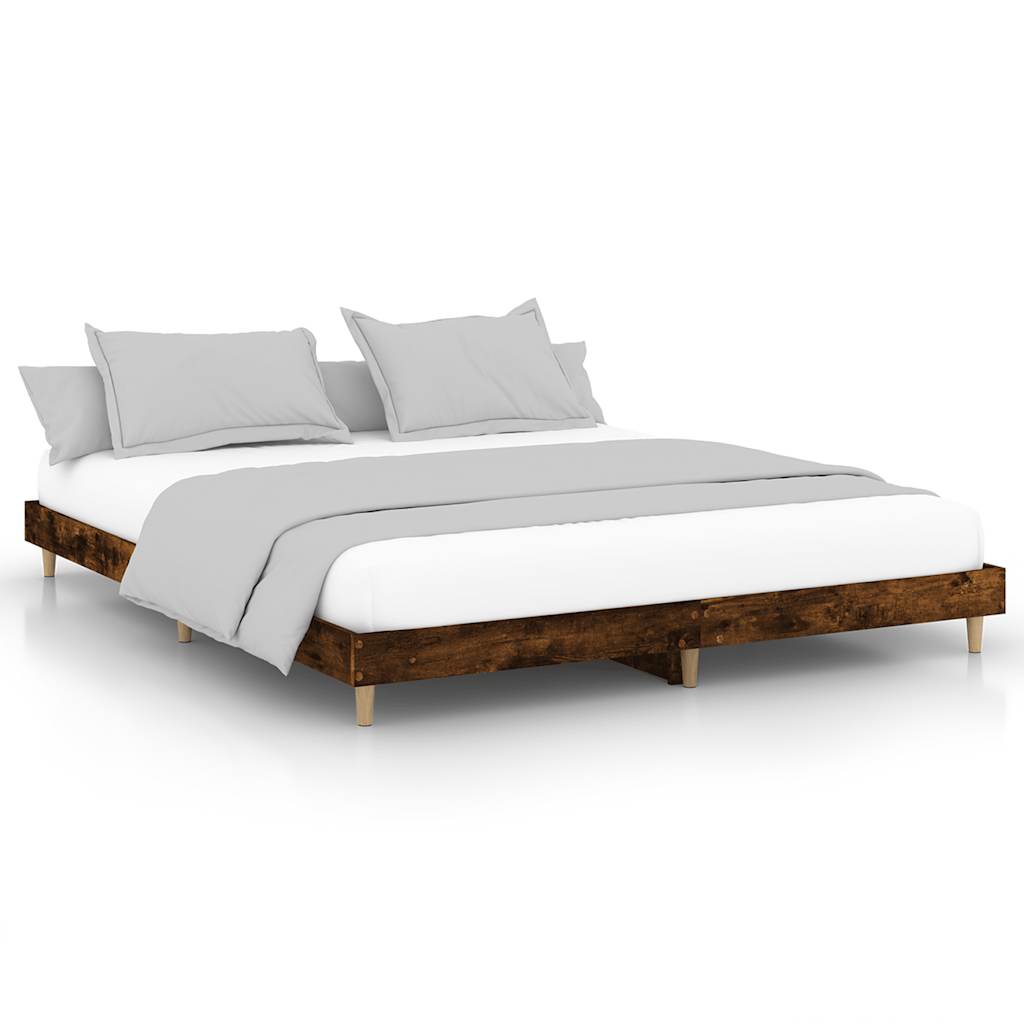vidaXL Bedframe bewerkt hout gerookt eikenkleurig 120x200 cm