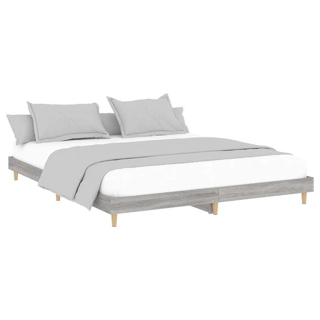 vidaXL Bedframe bewerkt hout grijs sonoma eikenkleurig 120x200 cm afbeelding