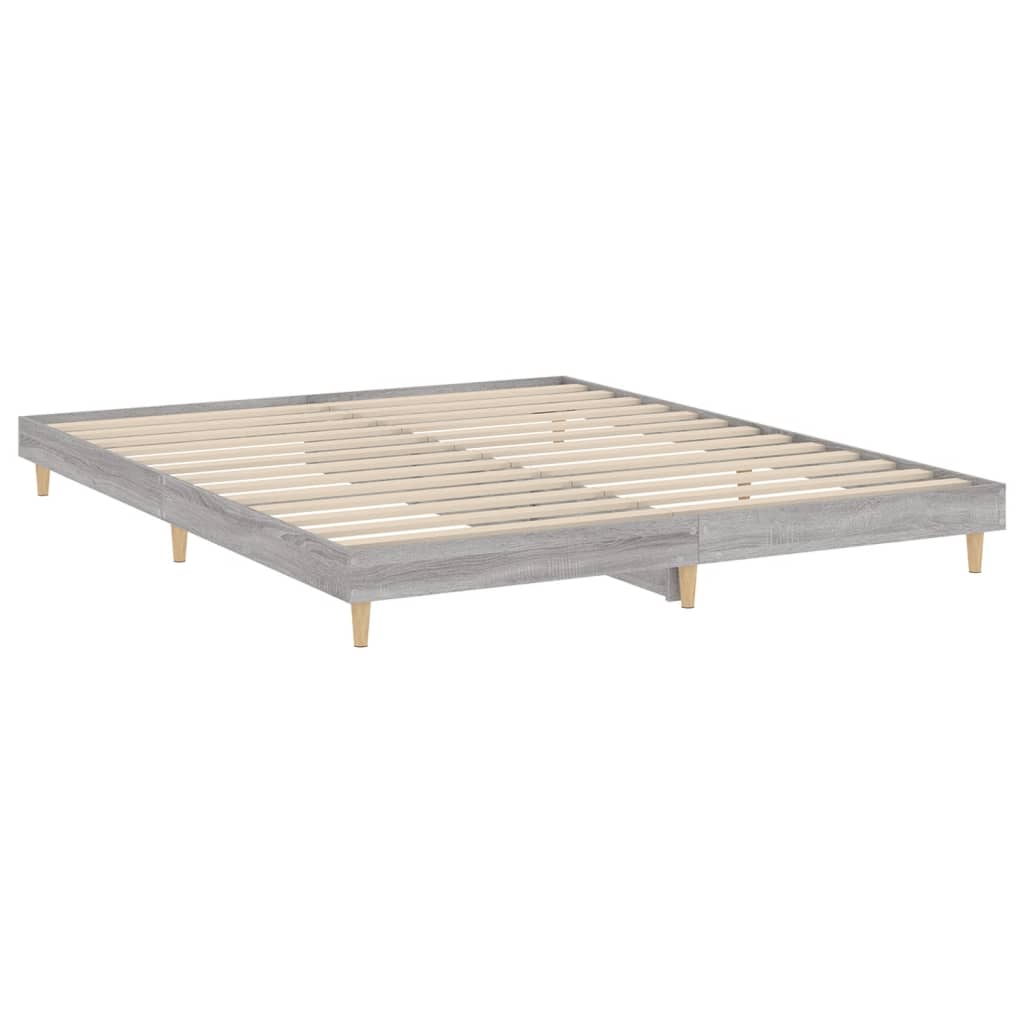 Cadru de pat, gri sonoma, 120x200 cm, lemn prelucrat