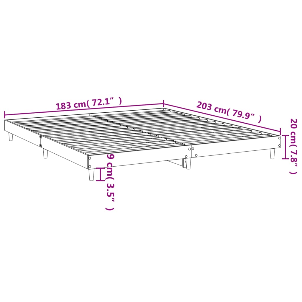 Cadru de pat, gri sonoma, 120x200 cm, lemn prelucrat