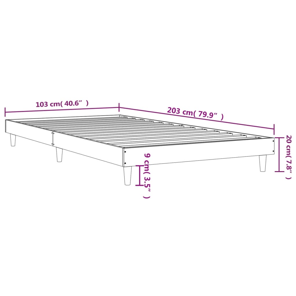 Cadru de pat, alb, 100x200 cm, lemn prelucrat