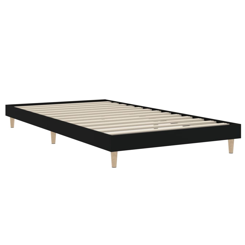 vidaXL Bedframe bewerkt hout zwart 100x200 cm afbeelding