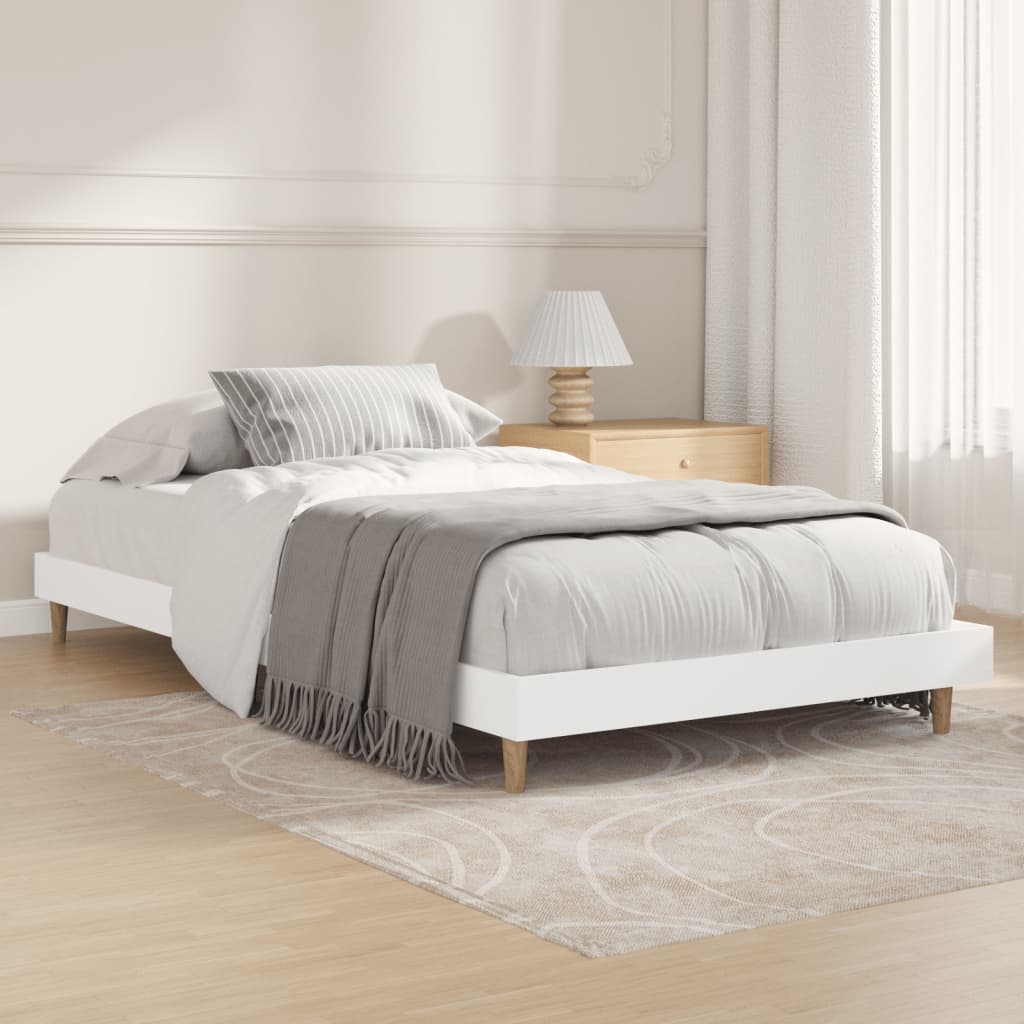 Cadru de pat, alb, 90x200 cm, lemn prelucrat