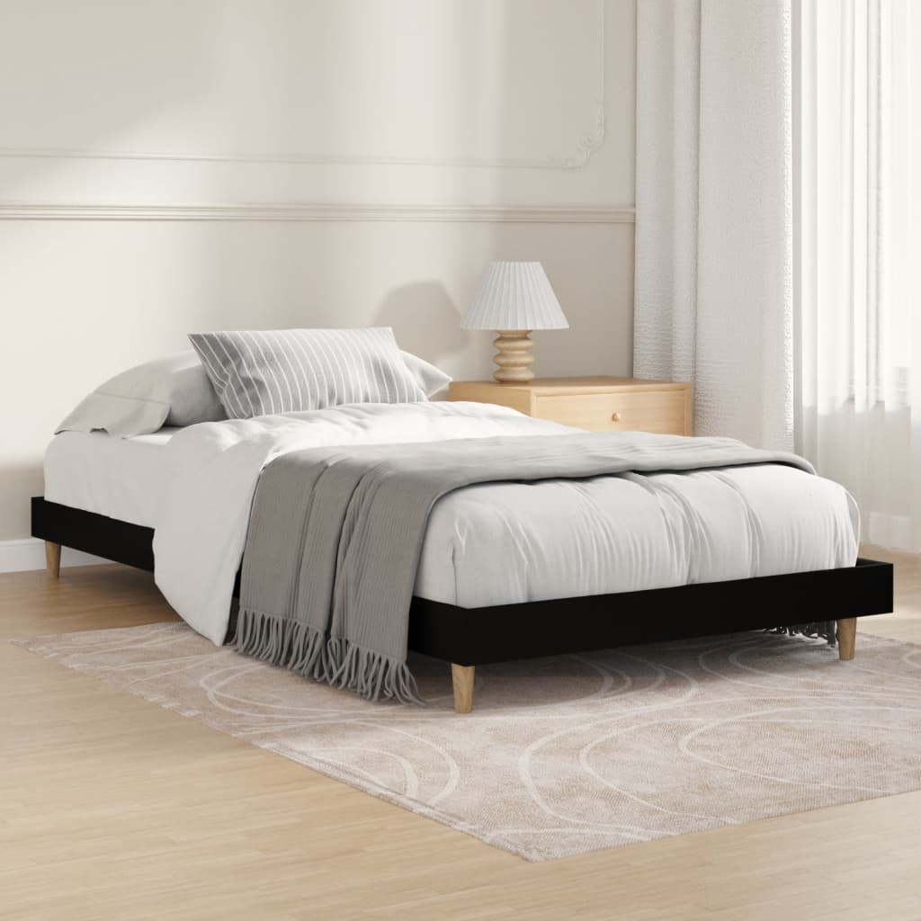 vidaXL Cadru de pat, negru, 90x200 cm, lemn prelucrat