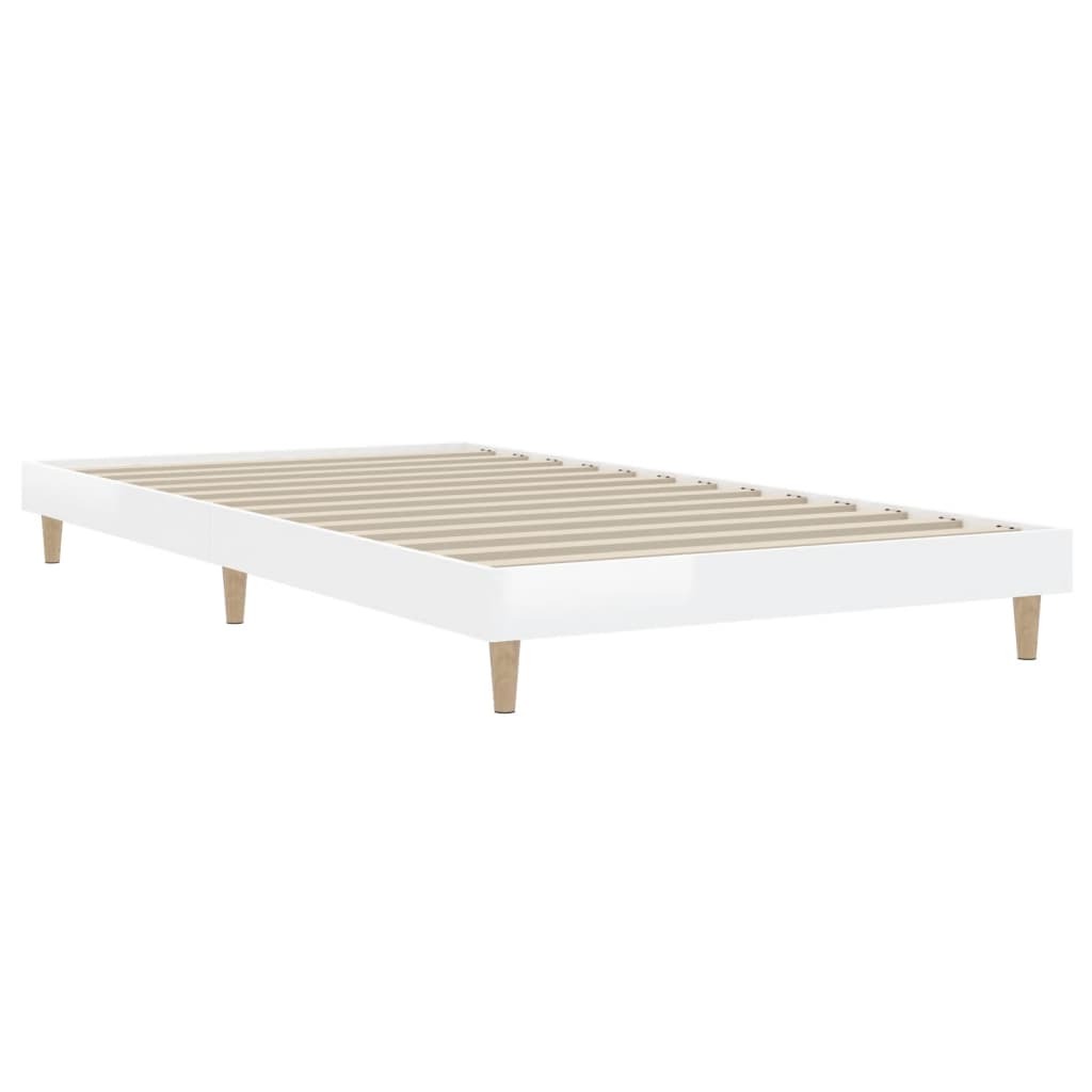 vidaXL Bed Frame High Gloss White 90x200 cm Engineered Wood