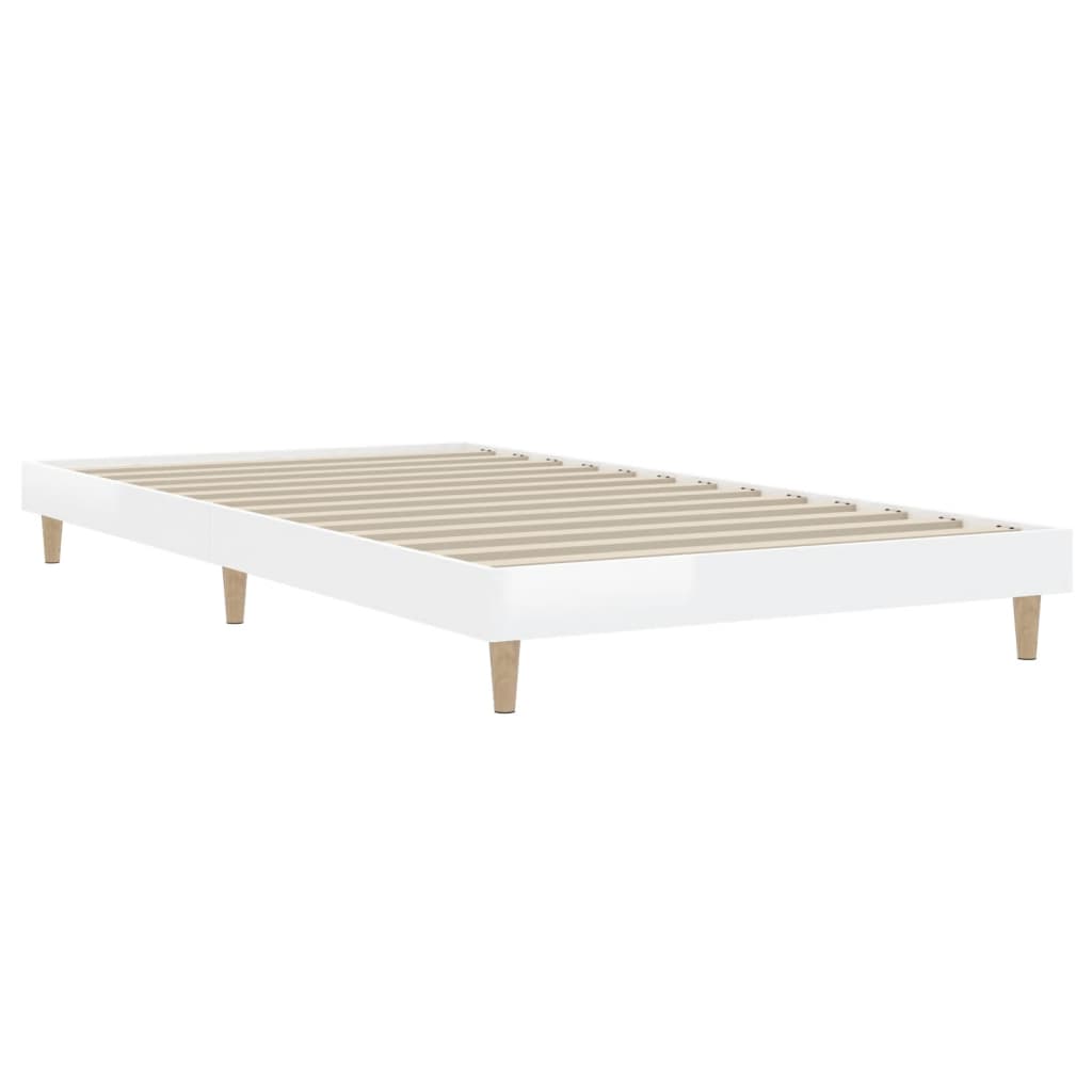 vidaXL Bedframe bewerkt hout hoogglans wit 90x200 cm