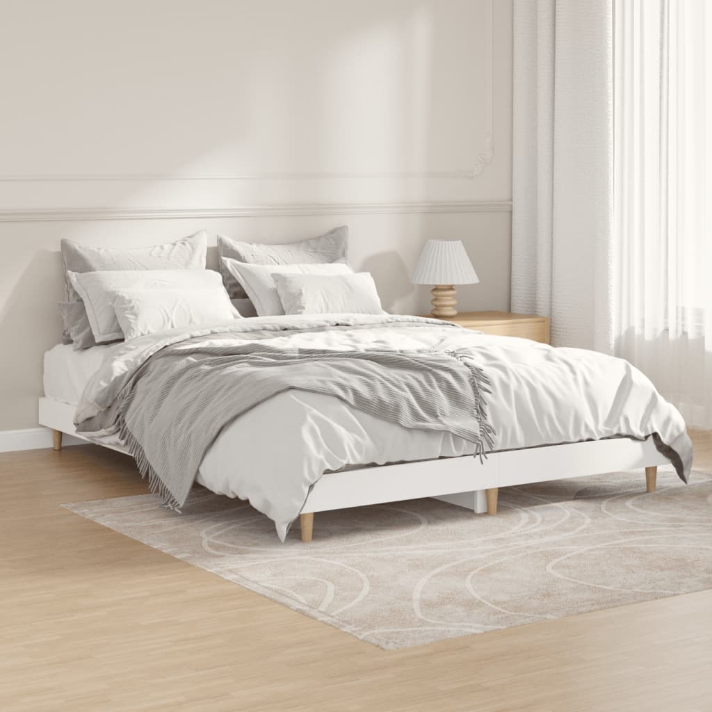 vidaXL Cadru de pat, alb, 140x190 cm, lemn prelucrat