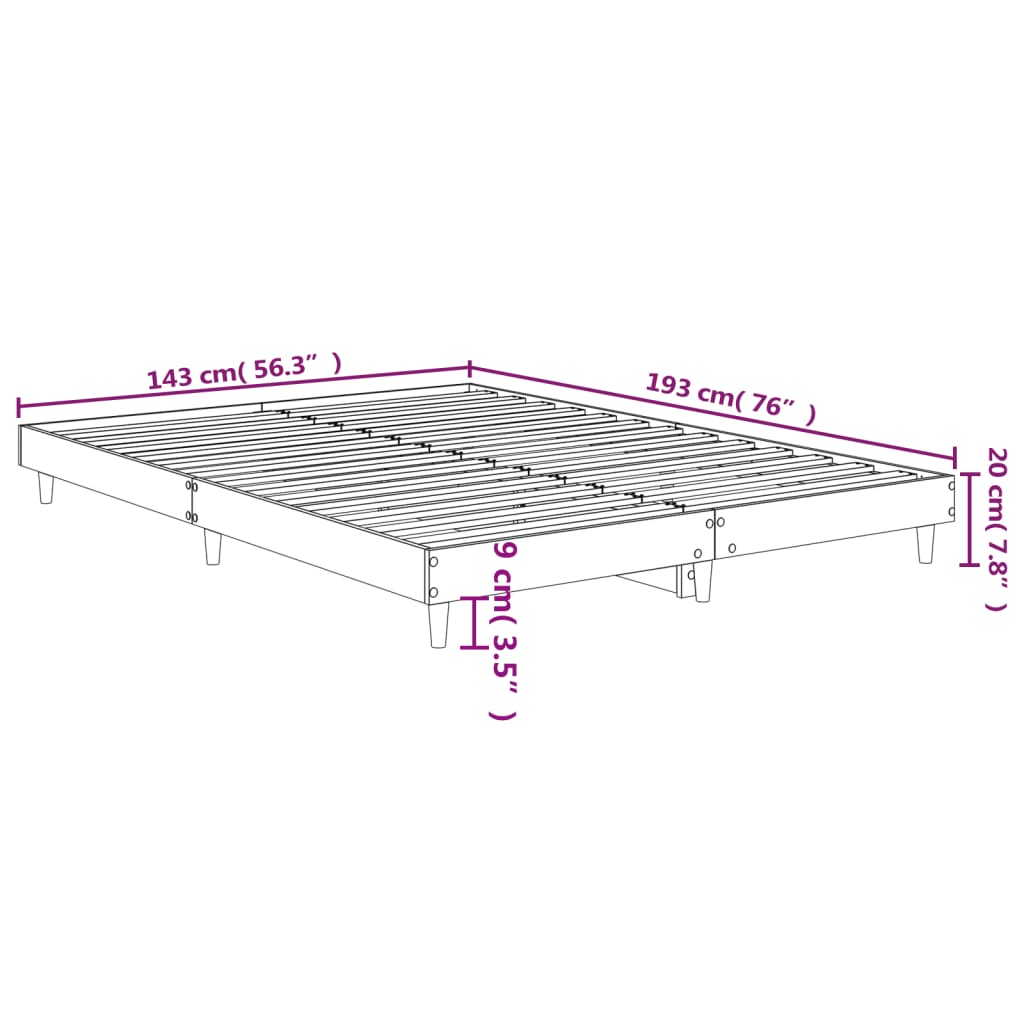 Posteljni okvir sonoma hrast 140x190 cm inženirski les