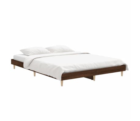 vidaXL Bed Frame without Mattress Brown Oak 140x190 cm Engineered Wood