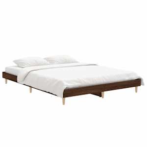 vidaXL Bed Frame without Mattress Brown Oak 140x190 cm Engineered Wood