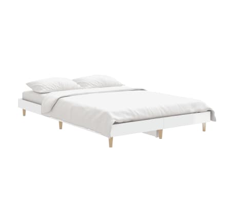 vidaXL Cadre de lit blanc brillant 120x190 cm bois d'ingénierie