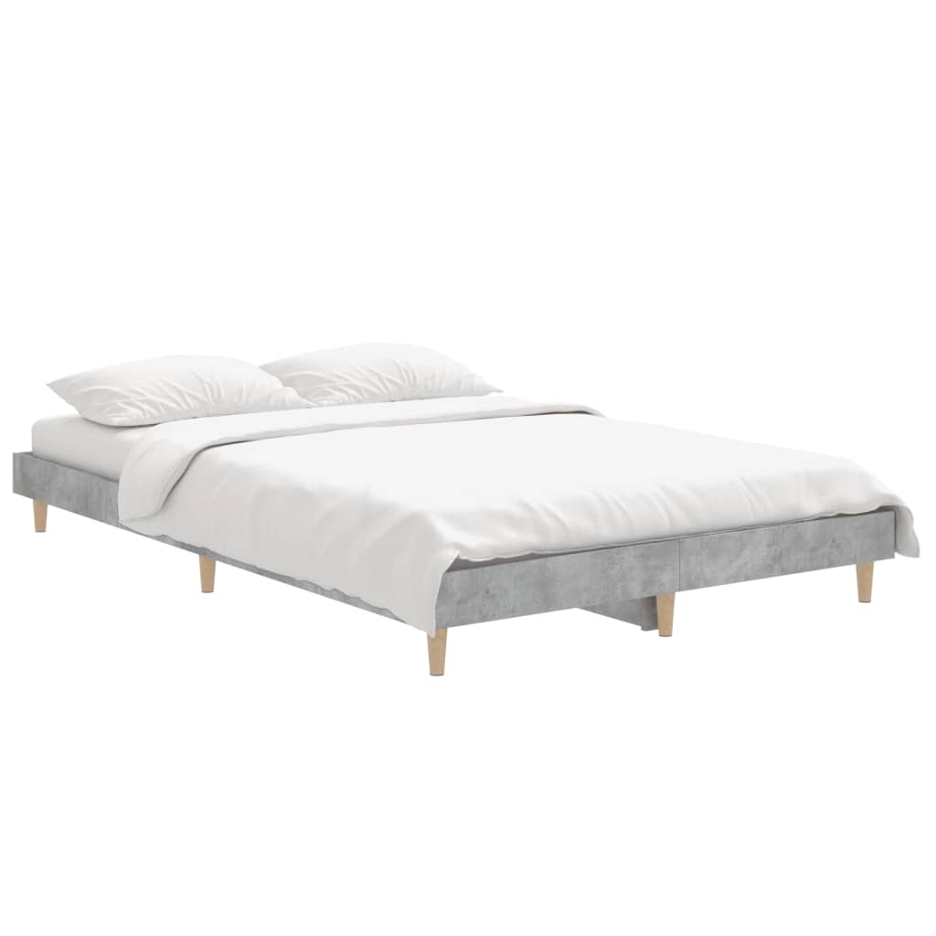 betonszürke szerelt fa ágykeret 120 x 190 cm