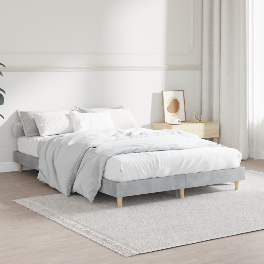 betonszürke szerelt fa ágykeret 120 x 190 cm