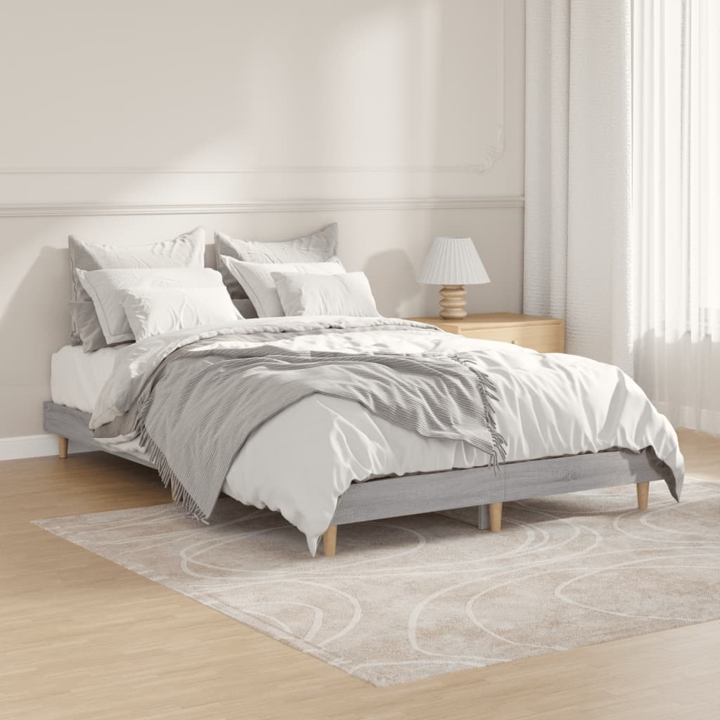 vidaXL Cadru de pat, gri sonoma, 120x190 cm, lemn prelucrat
