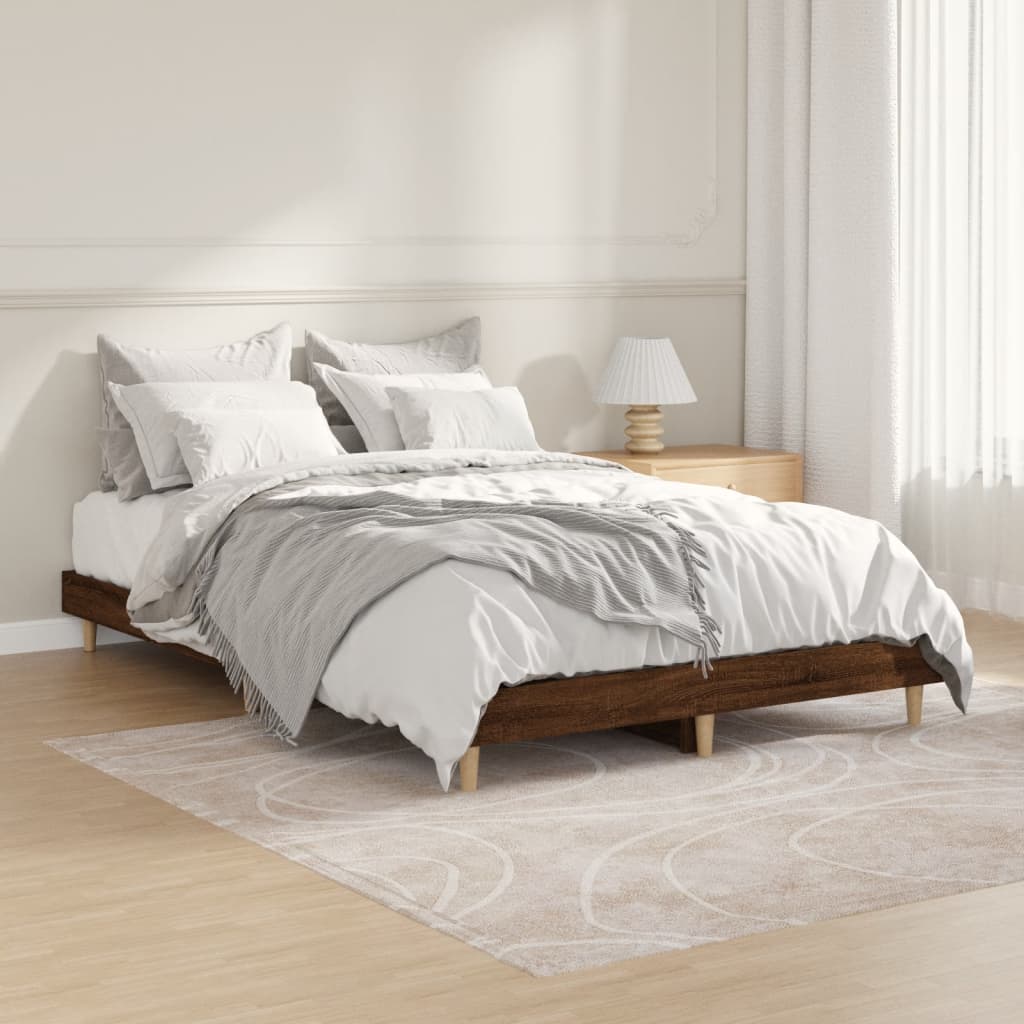 vidaXL Cadru de pat, stejar maro, 120x190 cm, lemn prelucrat