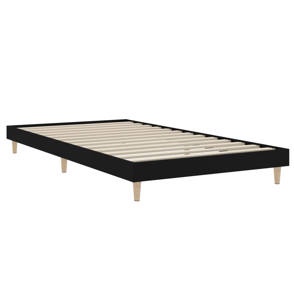 vidaXL Bedframe bewerkt hout zwart 90x190 cm afbeelding