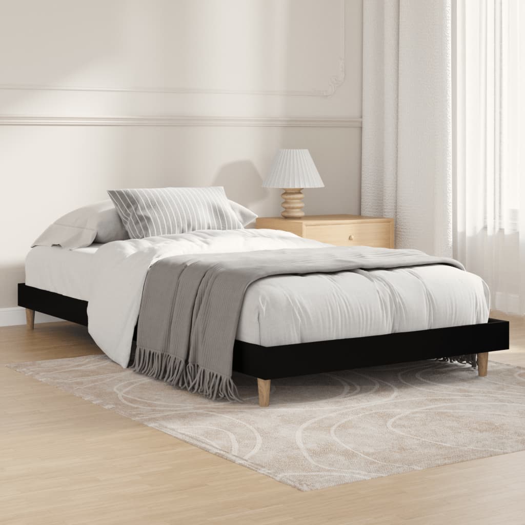 vida XL Bettgestell Schwarz 90x 190 cm Holzwerkstoff