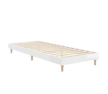 vidaXL Lovos rėmas, baltas, 75x190cm, apdirbta mediena, blizgus