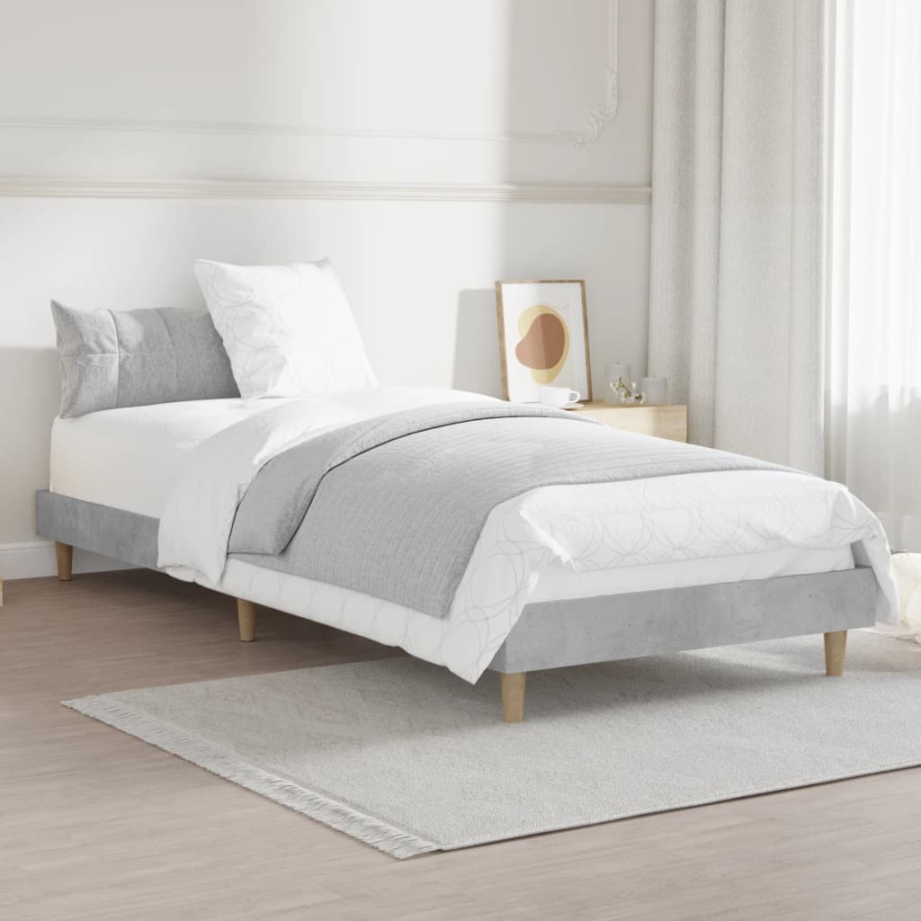 betonszürke szerelt fa ágykeret 75 x 190 cm