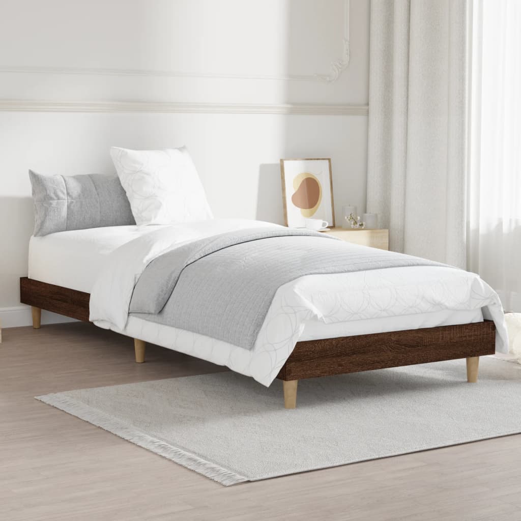 vidaXL Bedframe zonder matras bewerkt hout bruin eikenkleur 75x190 cm, foto 2